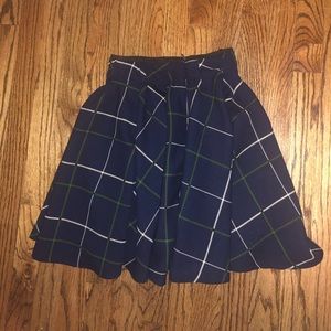 Navy blue plaid skirt from Zara